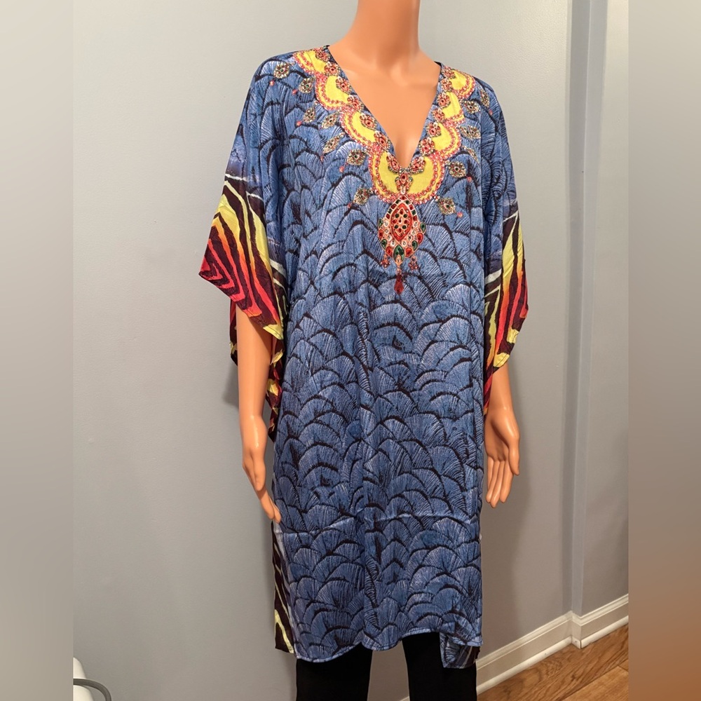 Embellished Blue, Yellow, Multicolor Women's Dress/Tunic